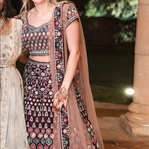 Bollywood Lehenga Choli Indian Wedding Bridal Party Dress Lengha Dark Purple